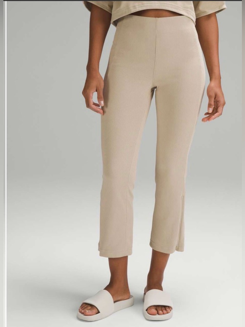 Lululemon Ribbed Softstreme Zip-Leg High-Rise Cropped Pants